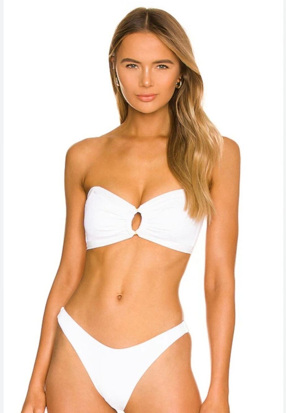 L*Space Maya Bikini Top in White Size Small NWT Convertible Strapless
